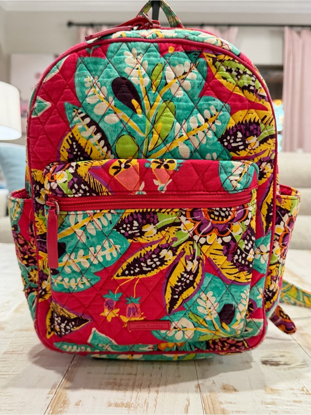 Vera Bradley Leighton Mini Backpack in Rumba, Retired Purse Red Yellow Floral